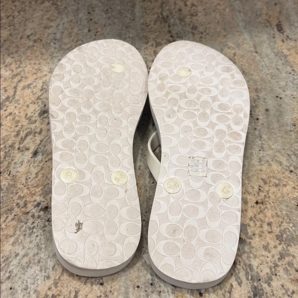 Coach Abigail Womans Starry Flip Flops - Cream and Blue